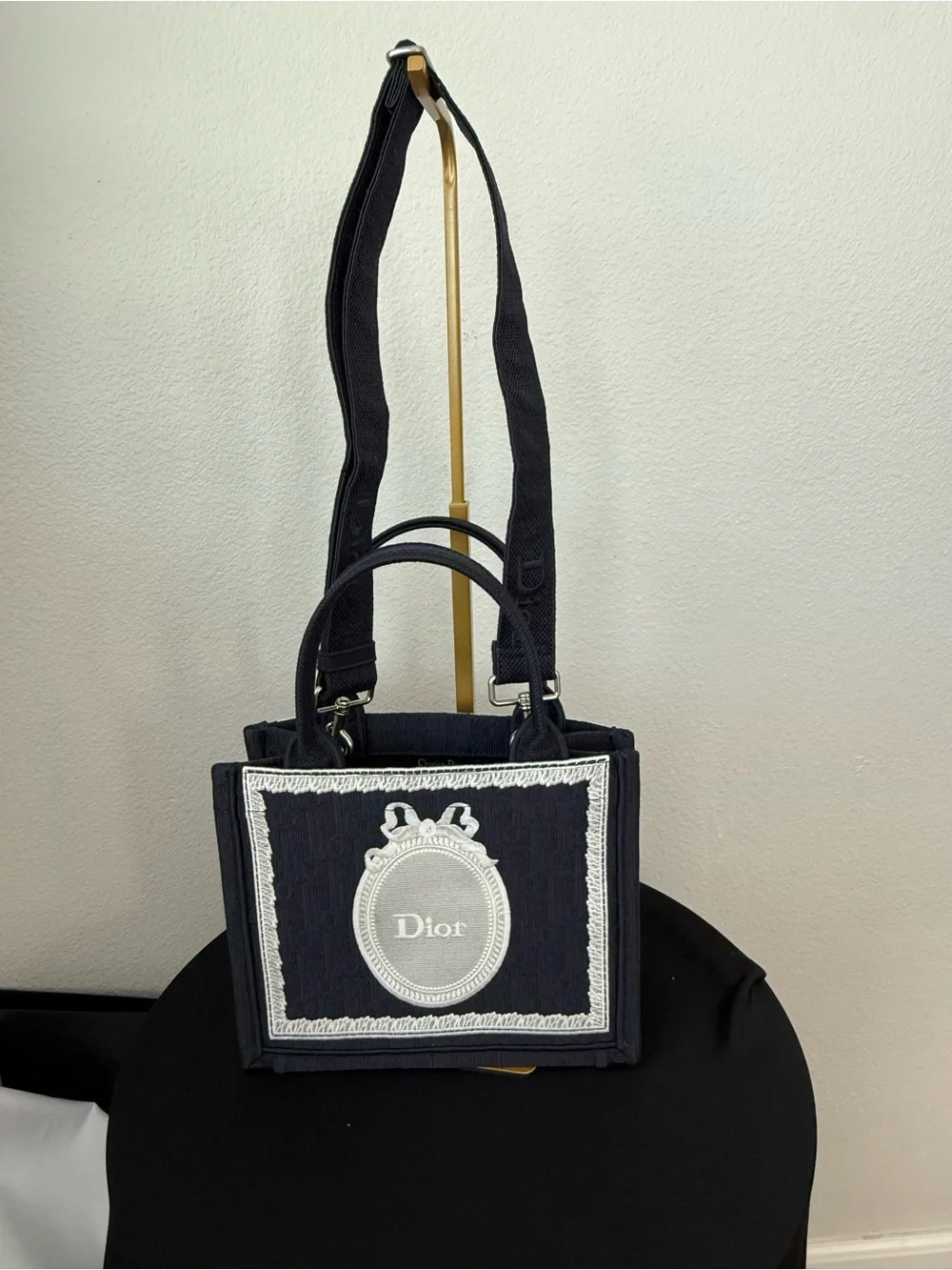 Dior Navy & White Embroidered Tote